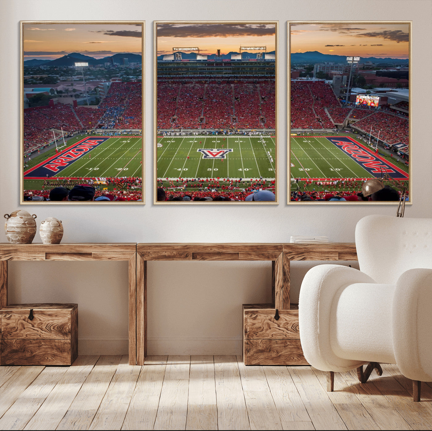99722-MGV-CV-36X24-Framed Arizona Wildcats Football Team Print - Tucson Arizona Stadium Wall Art Canvas Print