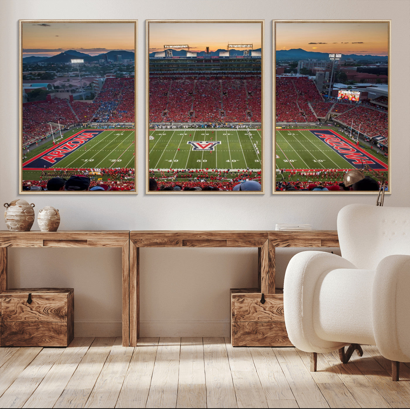 -Arizona Wildcats Football Team Print - Tucson Arizona Stadium Wall Art Canvas Print