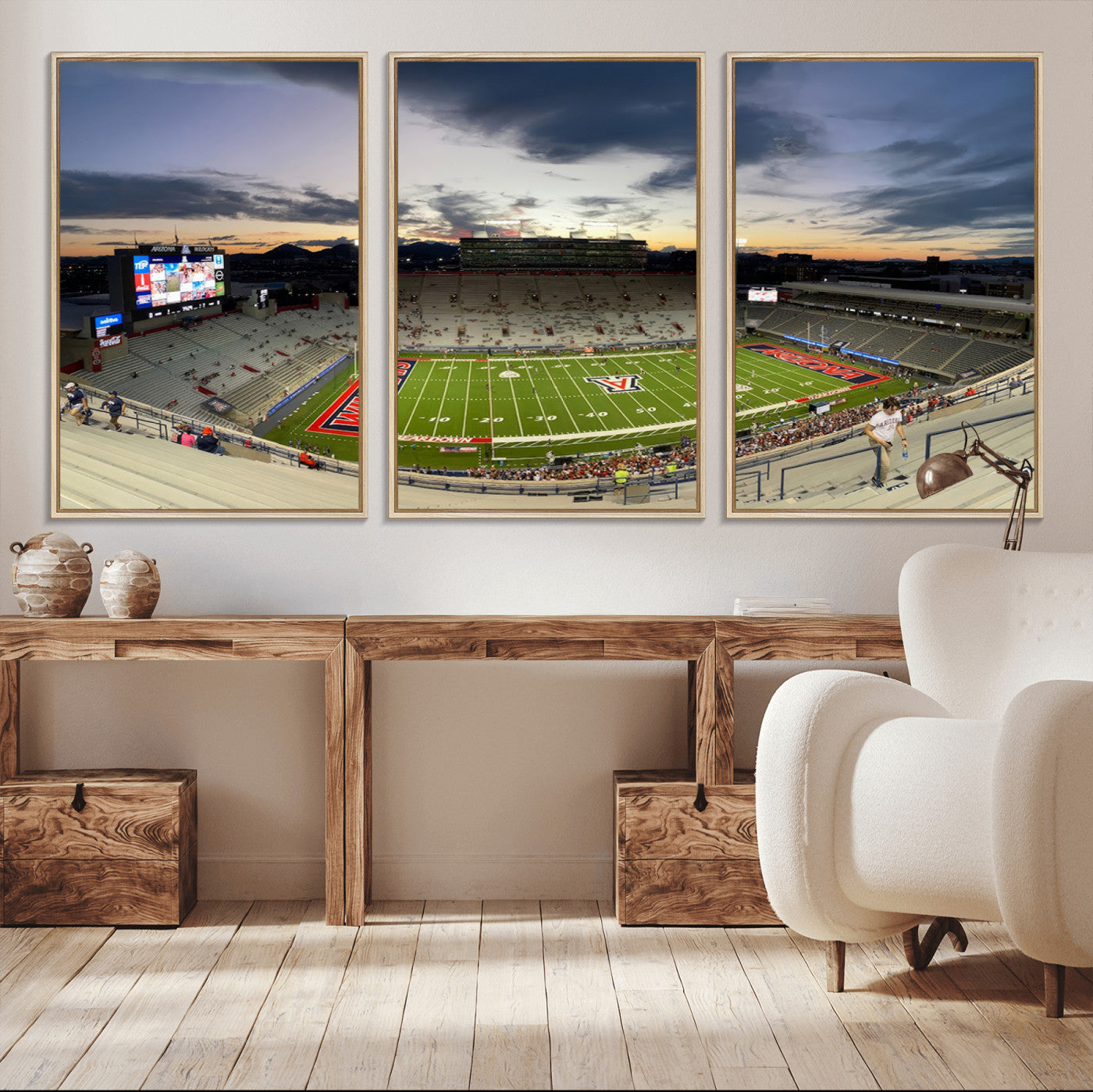 -Arizona Wildcats Football Team Print - Tucson Arizona Stadium Wall Art Canvas Print