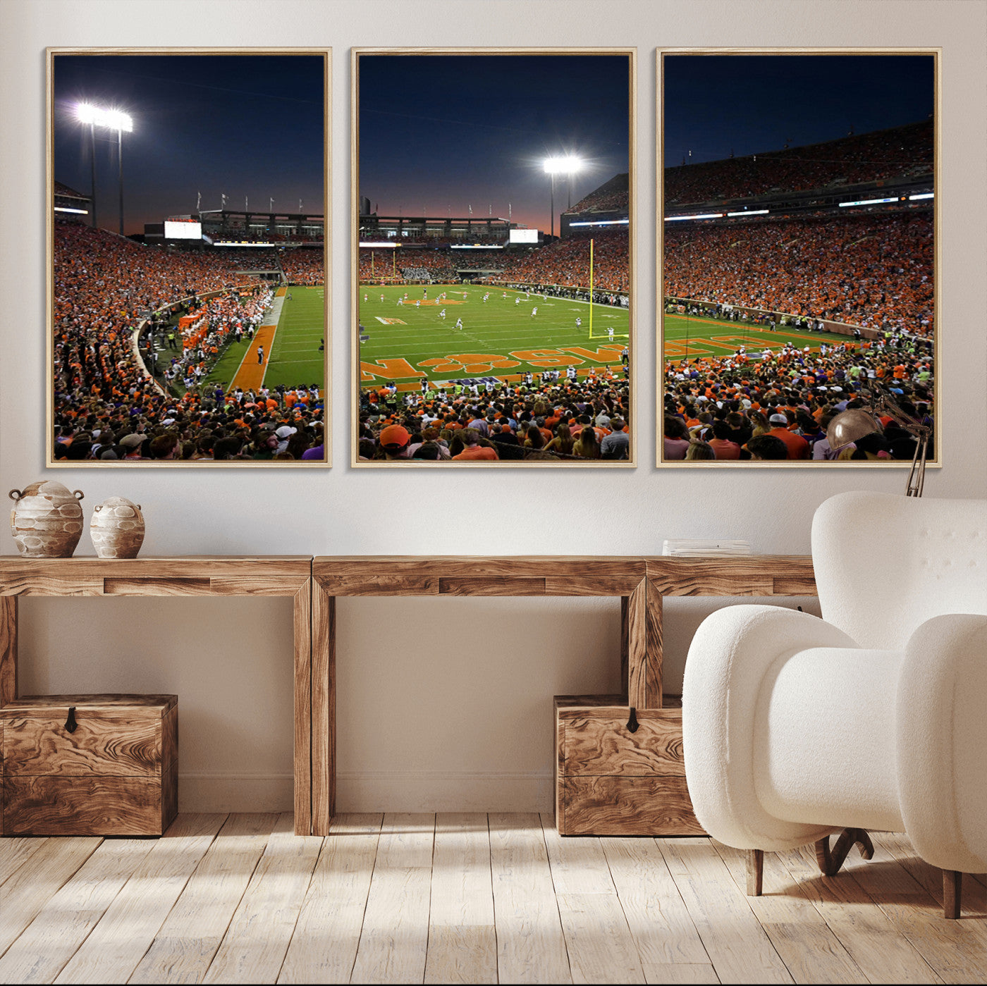 -Clemson University Tigers Art Print, Football Team Print - Clemson Memorial Stadium Wall Art Canvas