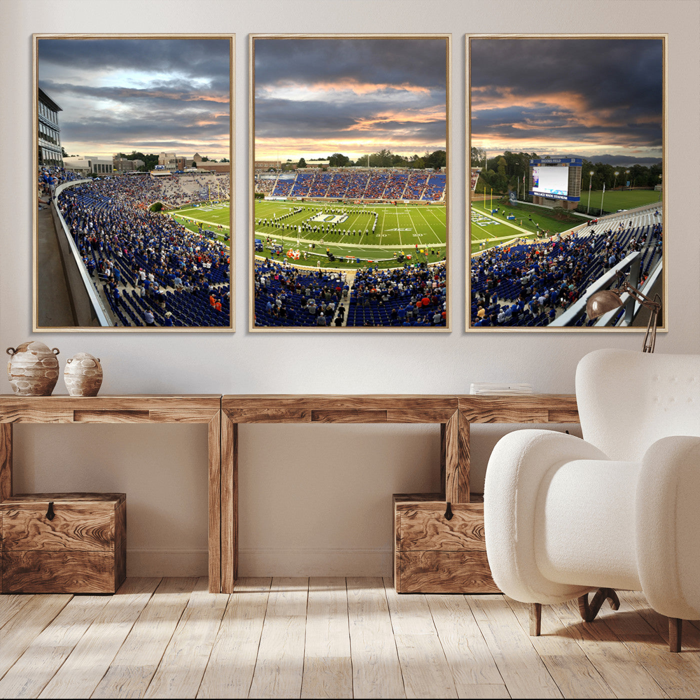 60433-MGV-CV-36X24-Duke University Blue Devils Football Team Print - Durham Wallace Wade Stadium Wall Art Canvas Print