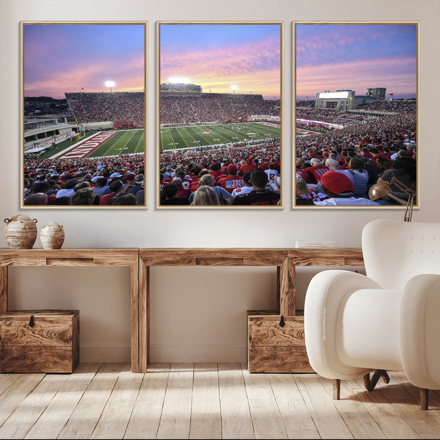 13046-MGV-CV-36X24-Indiana University Hoosiers Football Team Print - Bloomington Memorial Stadium Wall Art Canvas Print