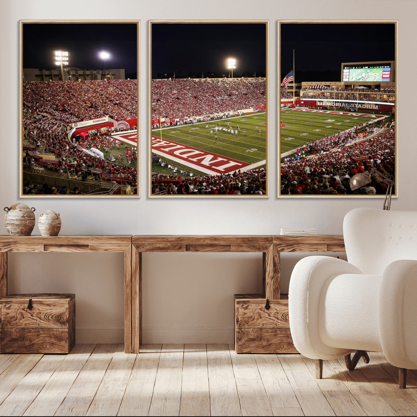 -Indiana University Hoosiers Football Team Print Canvas - Bloomington Memorial Stadium Wall Art