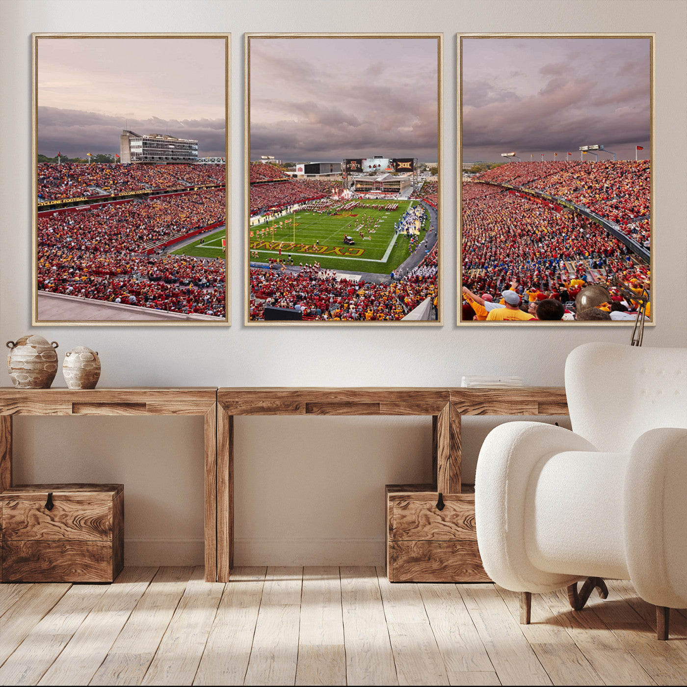 50373-MGV-CV-36X24-Iowa State University Cyclones Football Team Print - Ames Jack Trice Stadium Wall Art Canvas Print