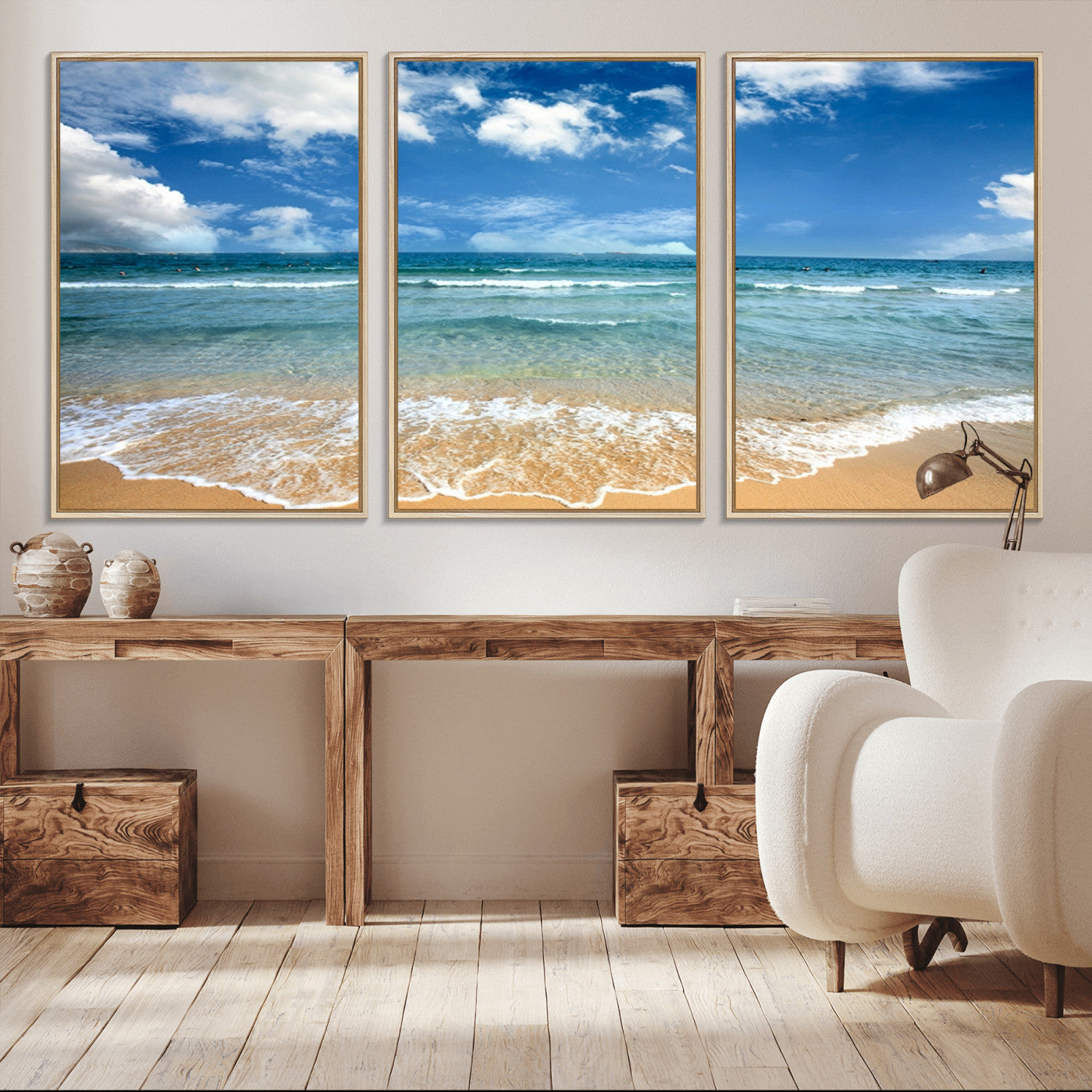-Sea View From the Beach Canvas Print