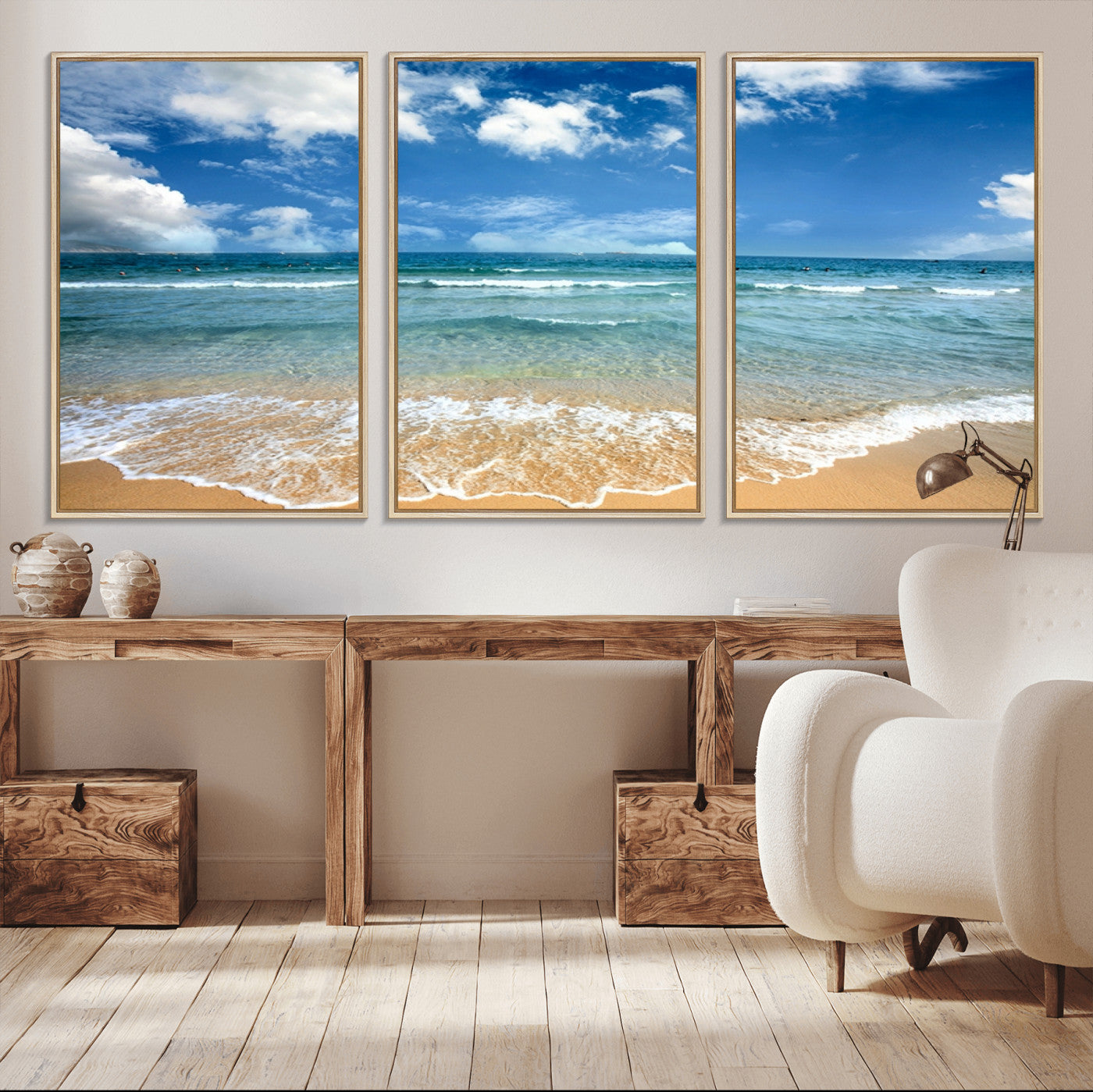 -Sea View From the Beach Canvas Print