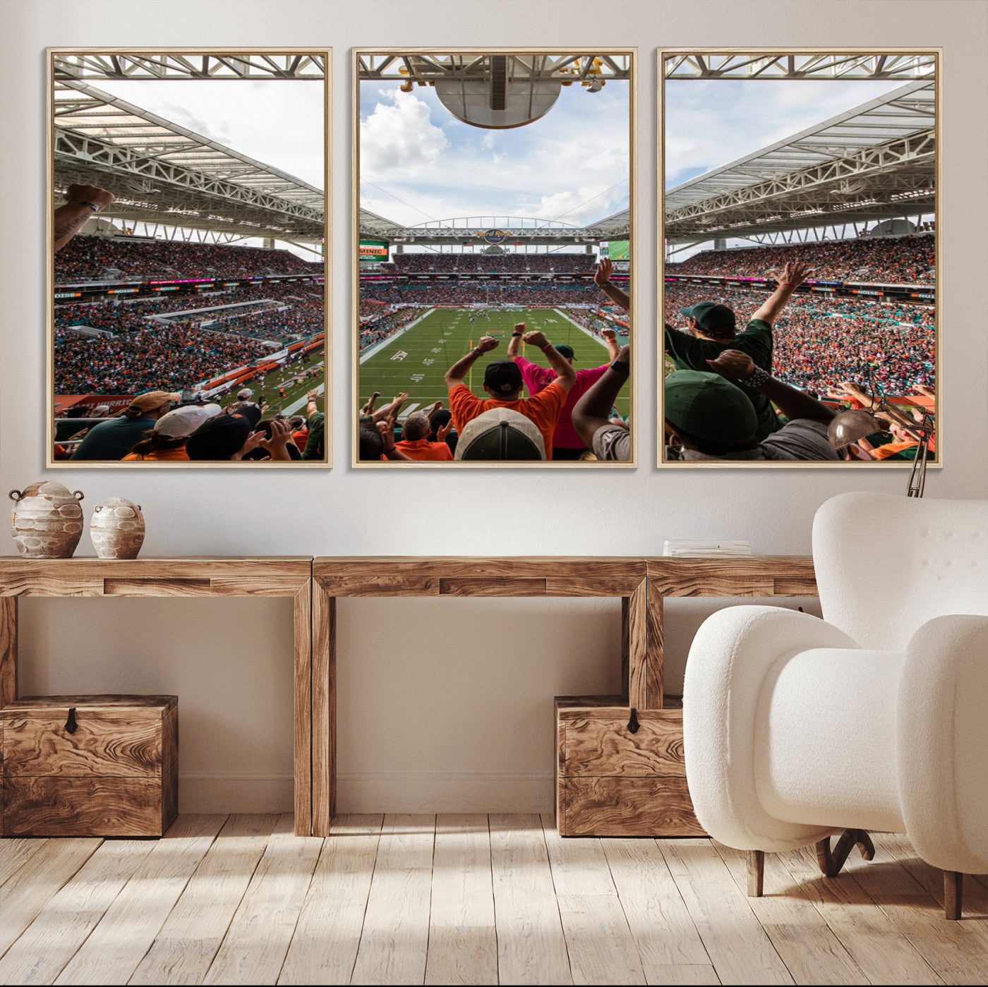 -Miami Hurricanes Football Team Wall Art Print - Miami Hard Rock Stadium Wall Art Canvas Print