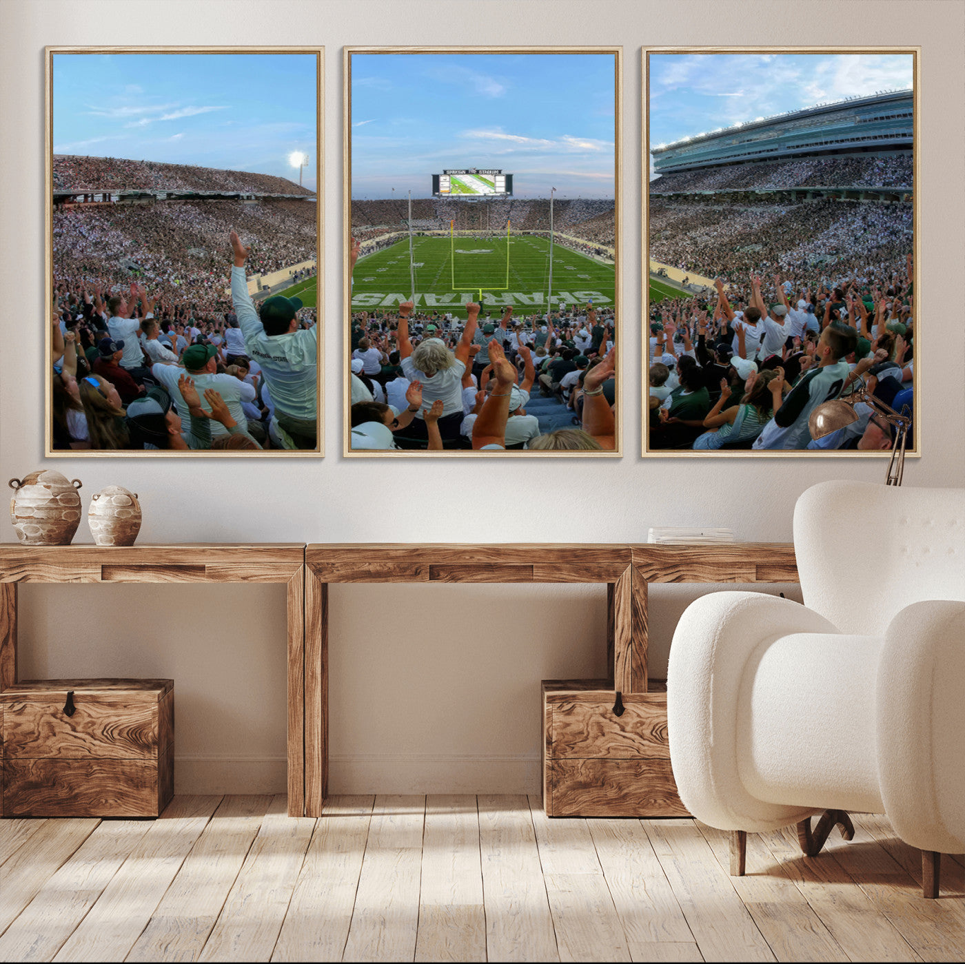 -Michigan State Spartans Football Team Art Print - East Lansing Spartan Stadium Wall Art Canvas Print