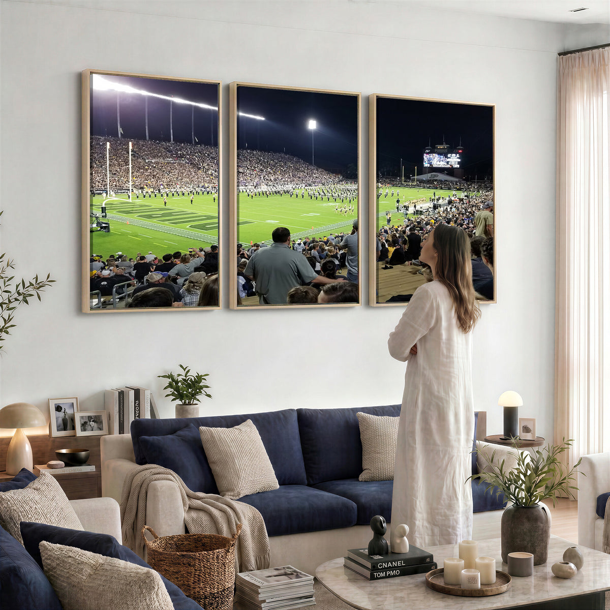 56796-PAN-FL-20X10 - Purdue University Boilermakers Football Team Print - West Lafayette Ross-Ade Stadium Wall Art Canvas