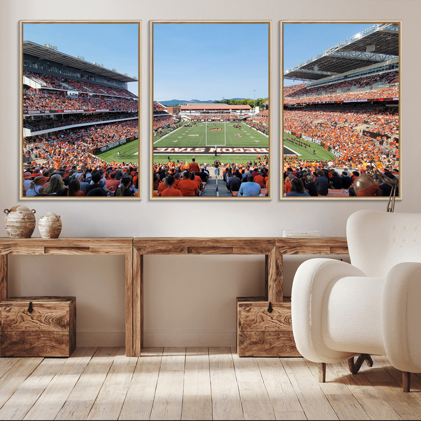 35211-MGV-CV-36X24-Oregon State Beavers Football Team Print - Corvallis Reser Stadium Wall Art Canvas Print