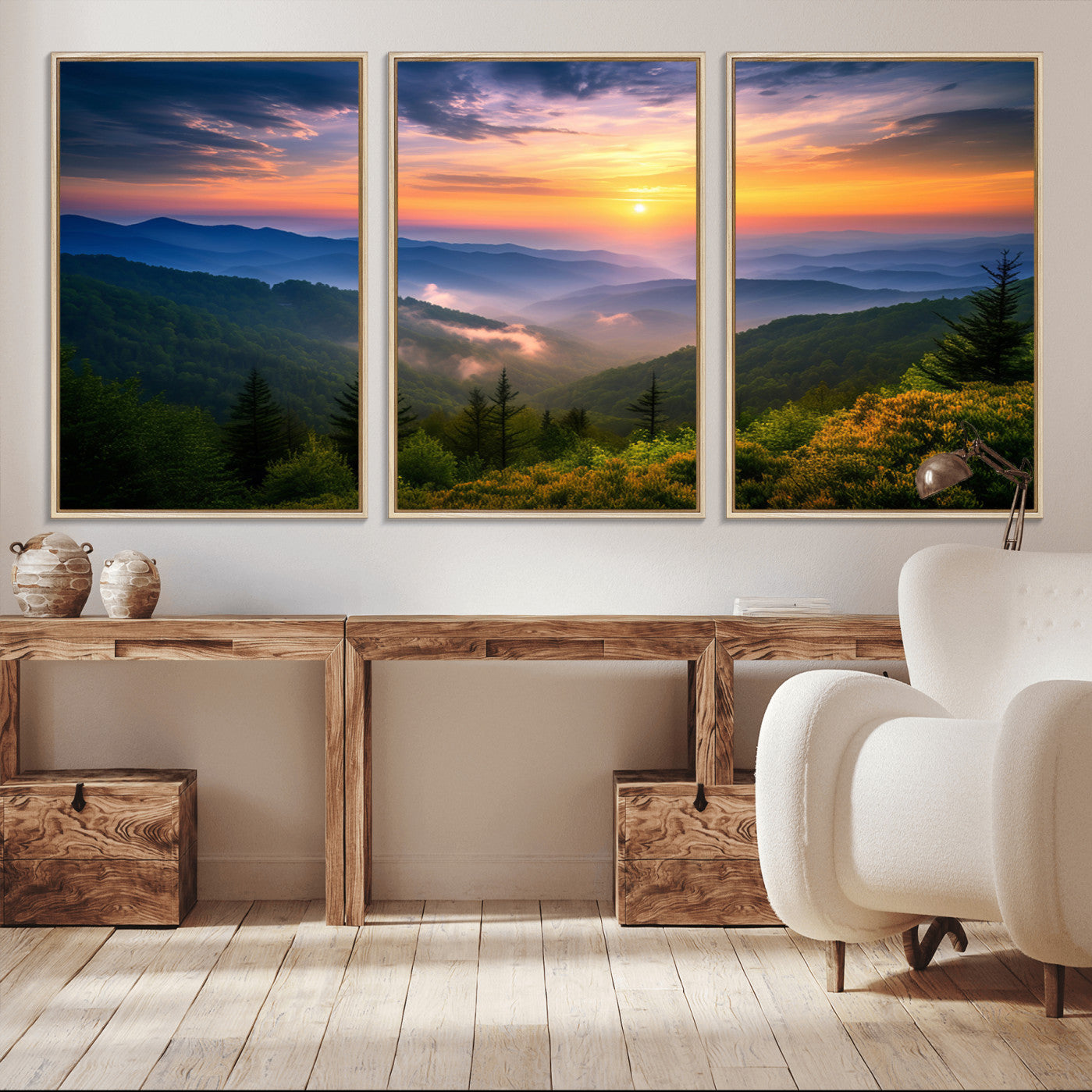 -Majestic Mountain Sunrise Print | Landscape Wall Art | Canvas Print Ready to Hang | Farmhouse Wall