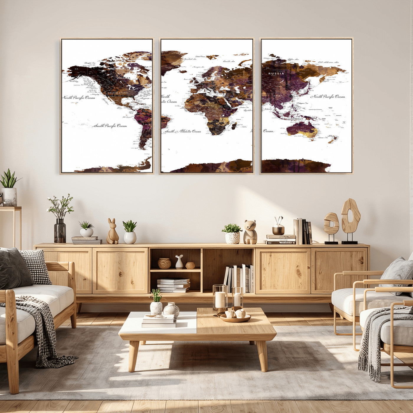 50611-MGV-CV-36X24 - Push Pin World Map Canvas Print – Framed Wall Art for Couples to Track Their Travels – Anniversary