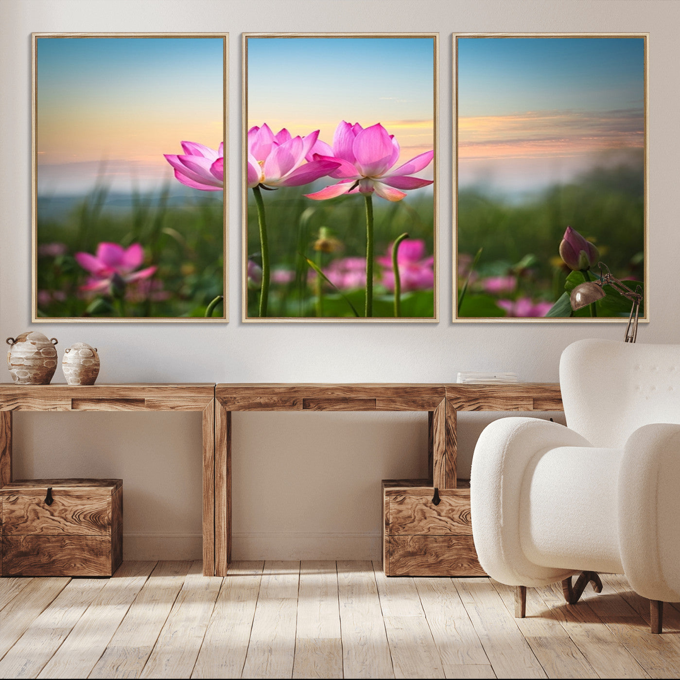 -Pink Flower on the Mountain Canvas Print, Framed Pink Flower Canvas Wall Art