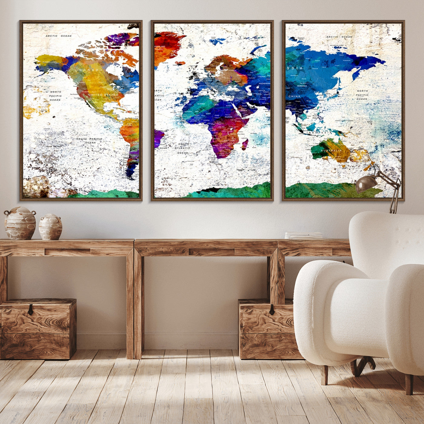 47974-MGV-CV-36X24-Push Pin World Map Canvas Print – Travel Tracker Wall Art for Couples, Perfect Anniversary Gift for Home or Office Decor