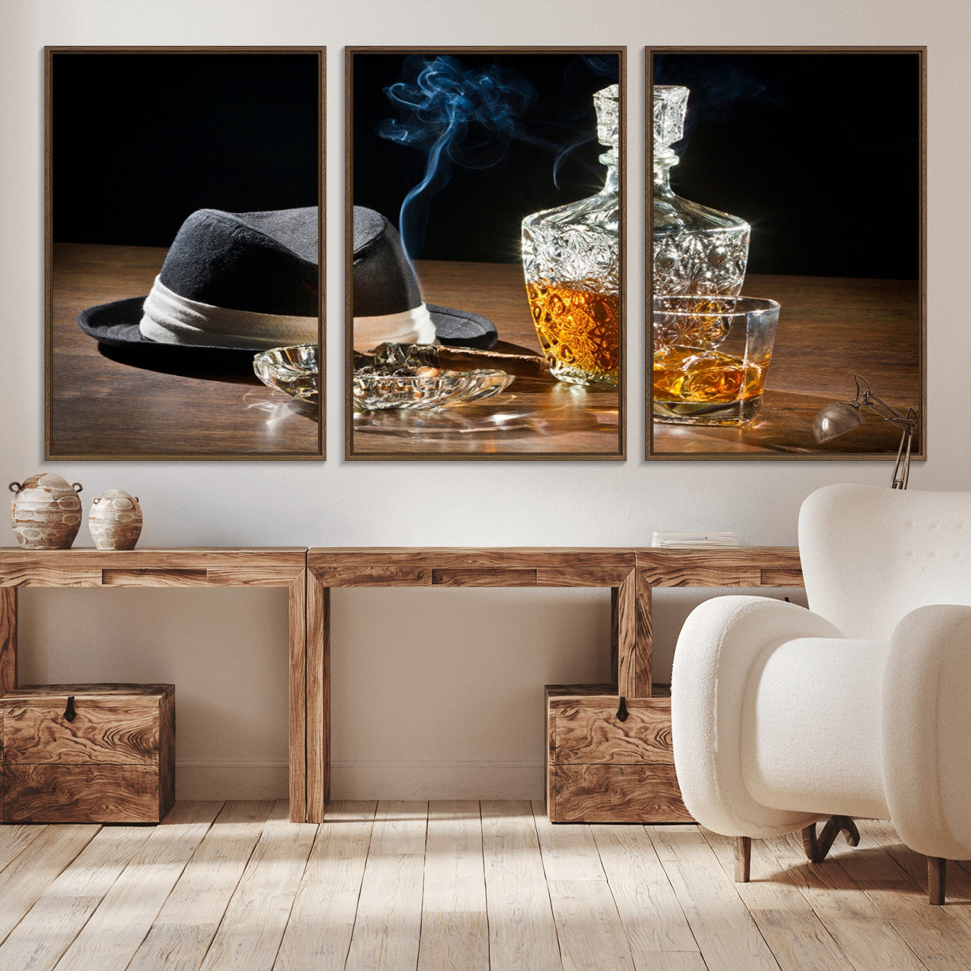 14629-MGV-CV-36X24-Bourbon Whiskey Wall Art Canvas Print, Vintage Bottle and Glass Artwork, Classic Bar Decor for Home, Office