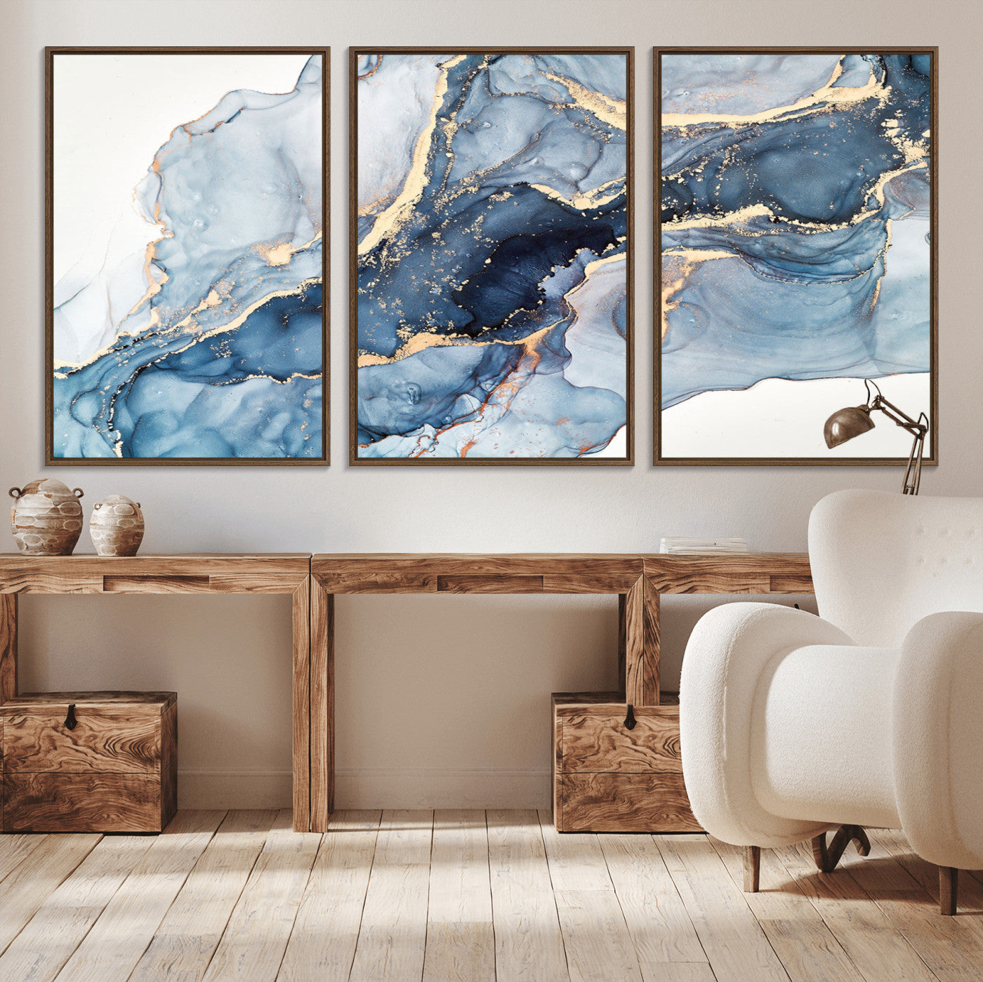 33782-MGV-CV-36X24-Abstract Art Print - Blue Abstract Canvas Wall Art Print Abstract Art Fluid Effect Marble Wall Art