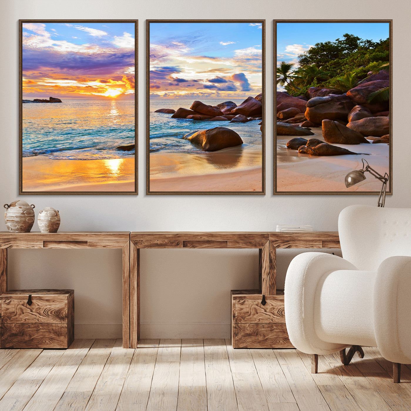 -Tropical Island Beach Sunset Canvas Print