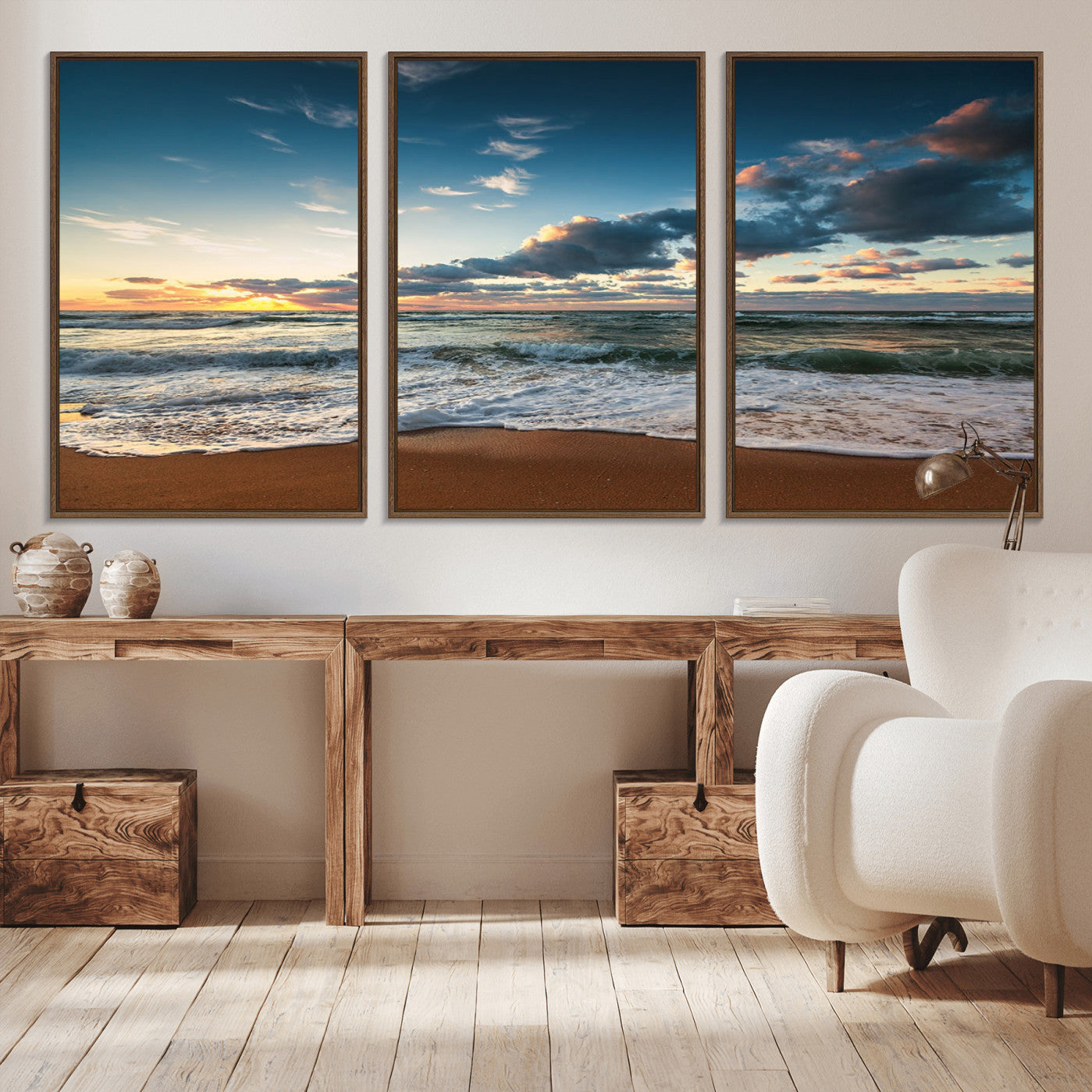 -Ocean Beach Wall Art Canvas Print Sunset Artwork Print Coastal Wall Art