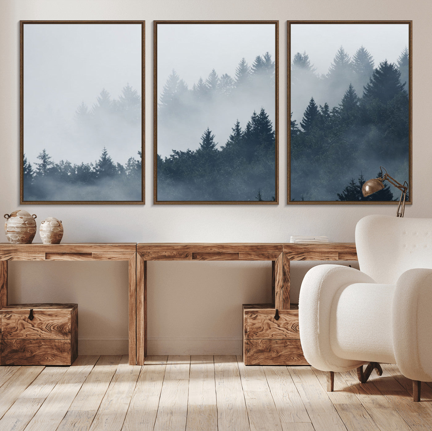 23671-MGV-CV-36X24-Foggy Pine Forest Wall Art Canvas Print