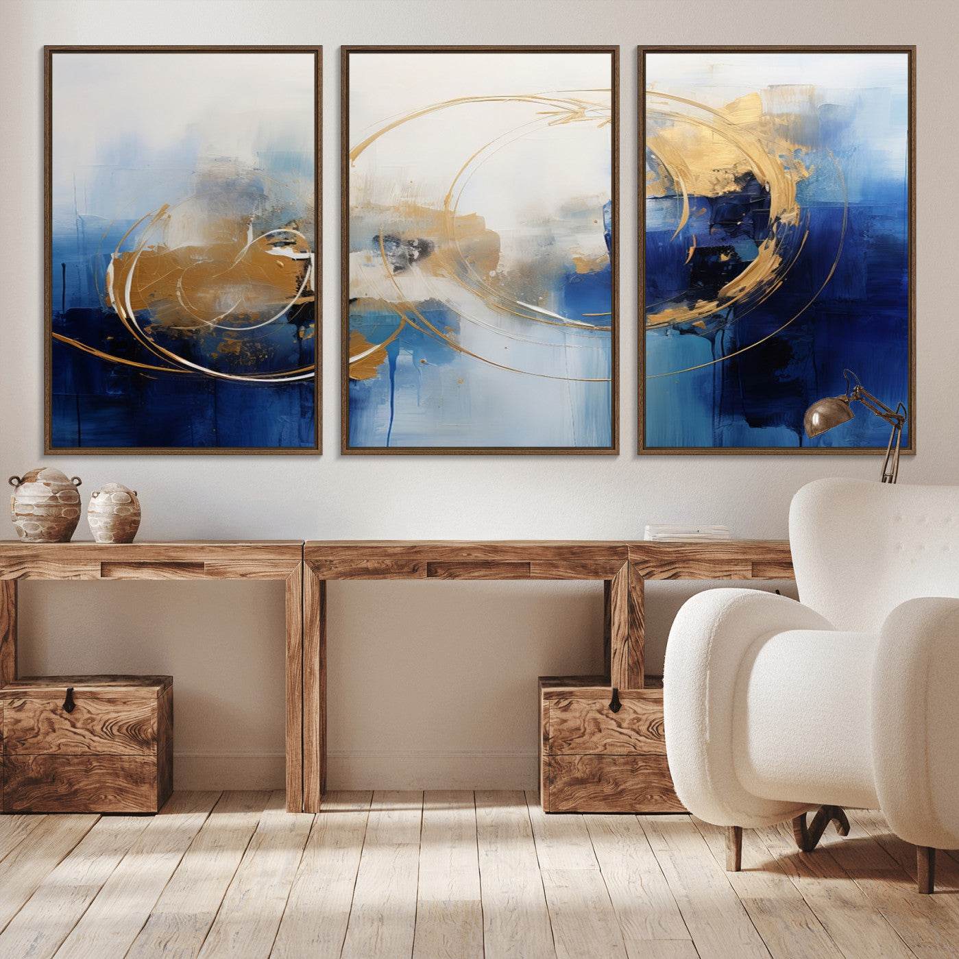 52314-MGV-CV-36X24-Navy Blue Abstract Wall Art Canvas Print