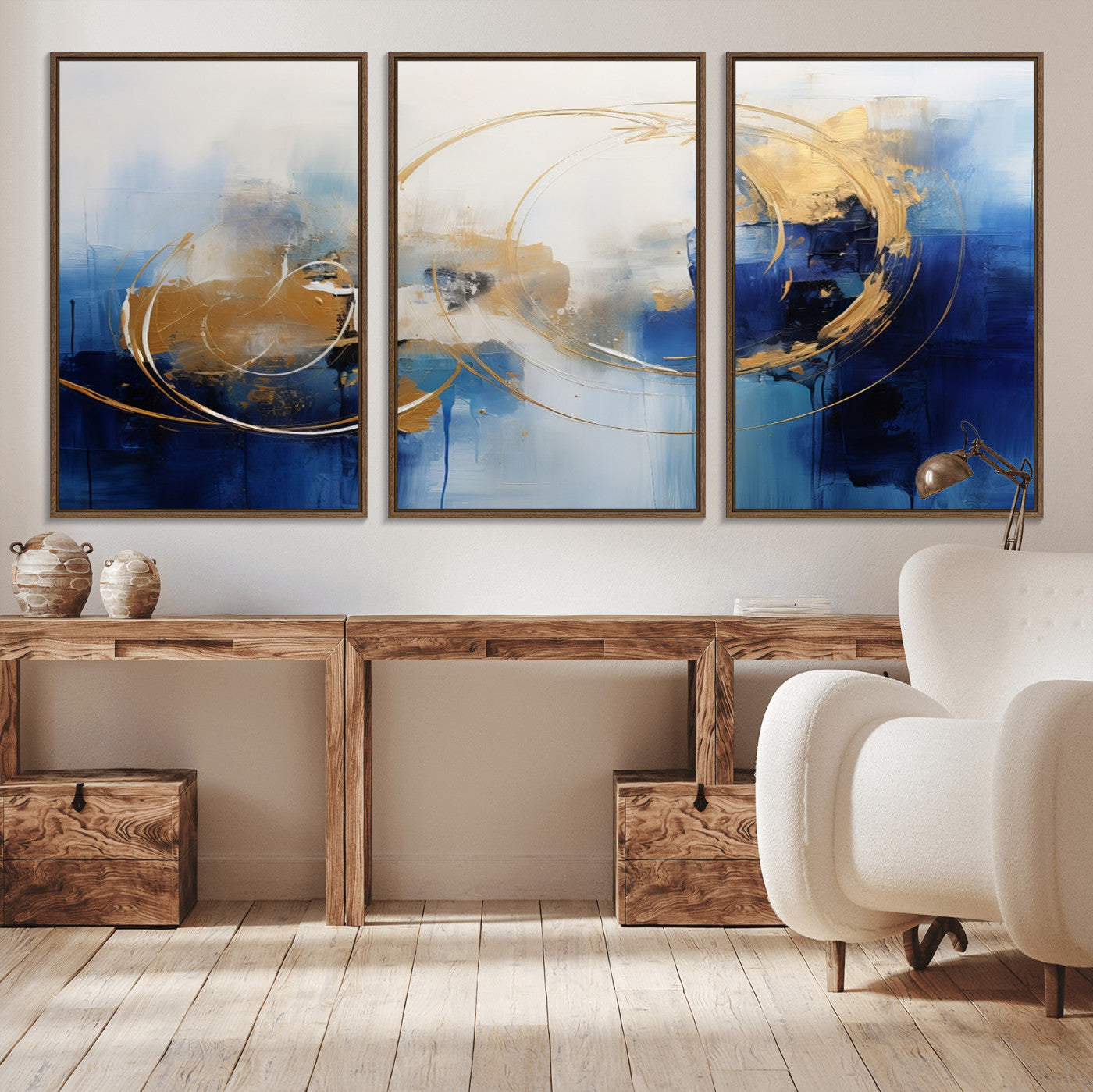 52314-MGV-CV-36X24-Navy Blue Abstract Wall Art Canvas Print