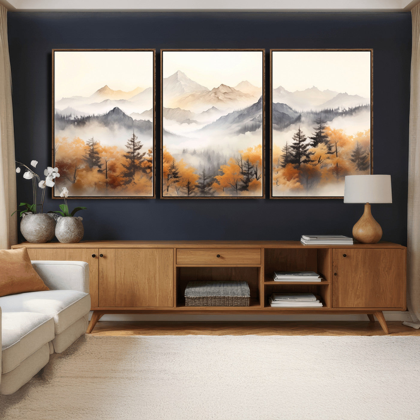 70049-MGV-CV-36X24 - Abstract Mountain Wall Art | Misty Mountain Forest and Mountains Canvas Print for Living Room,