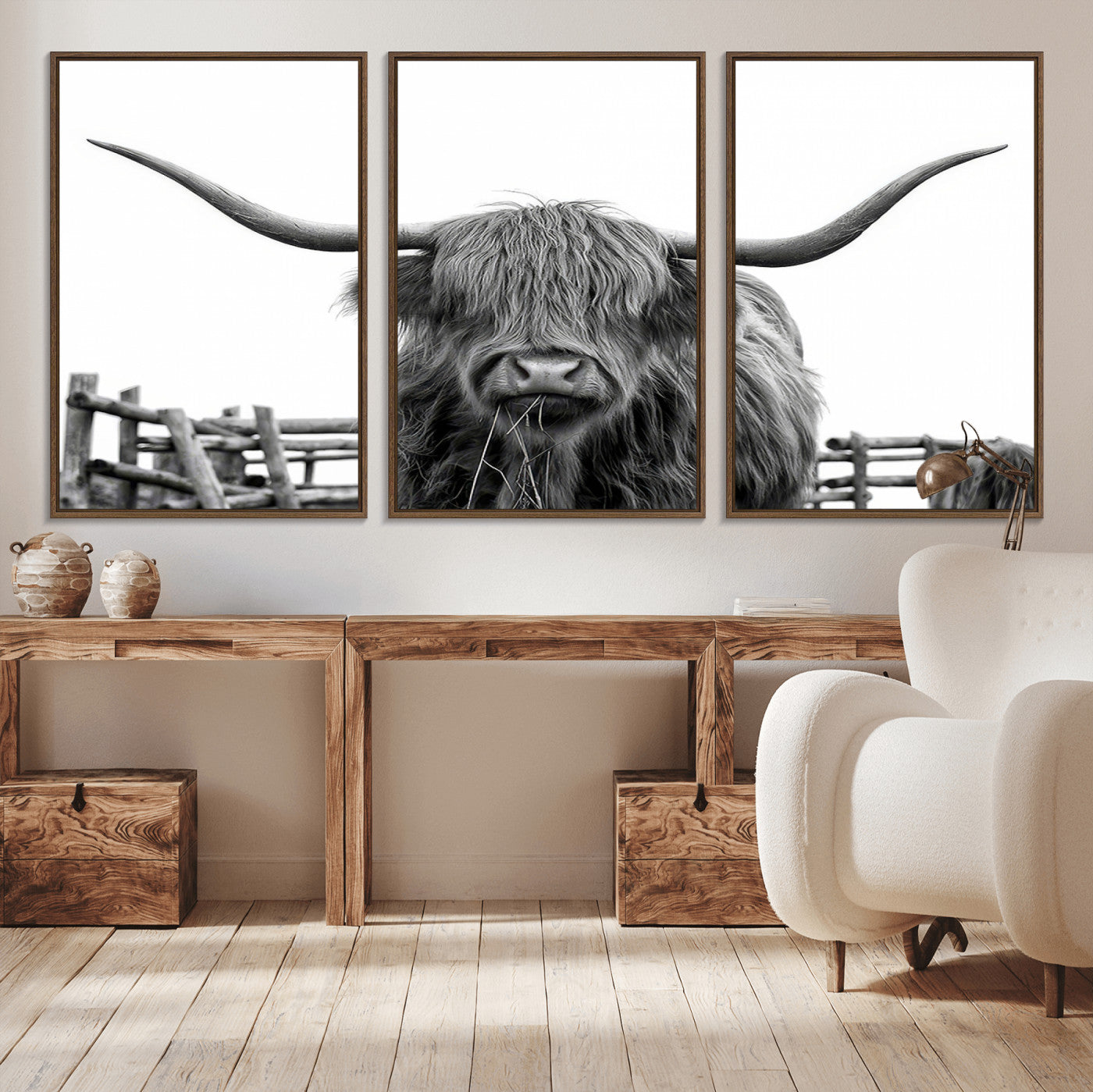 -Longhorn Canvas Print, Bighorn Cow Wall Art Canvas Print