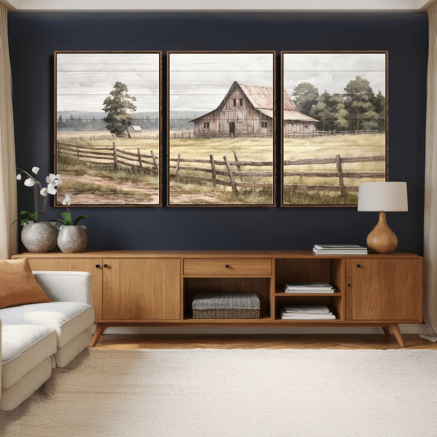 87489-MGV-CV-36X24 - Rustic Farmhouse Barn Wall Art | Framed Gallery Wrap Barn Giclee Canvas Print for Farmhouse Decor