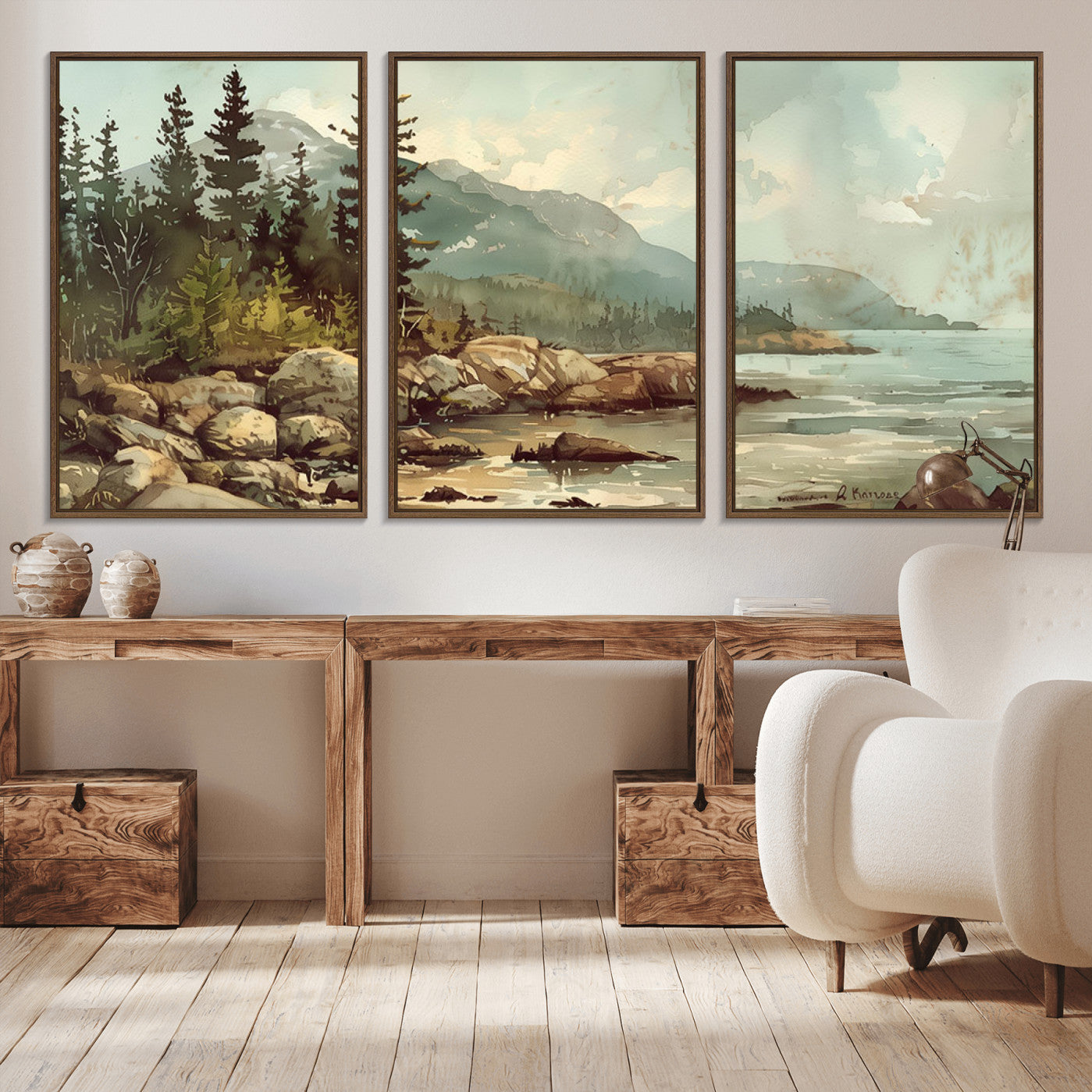 24809-MGV-CV-36X24-Abstract Acadia National Park Wall Art Canvas Print - Stunning 3-Panel Wall Art Canvas Print,