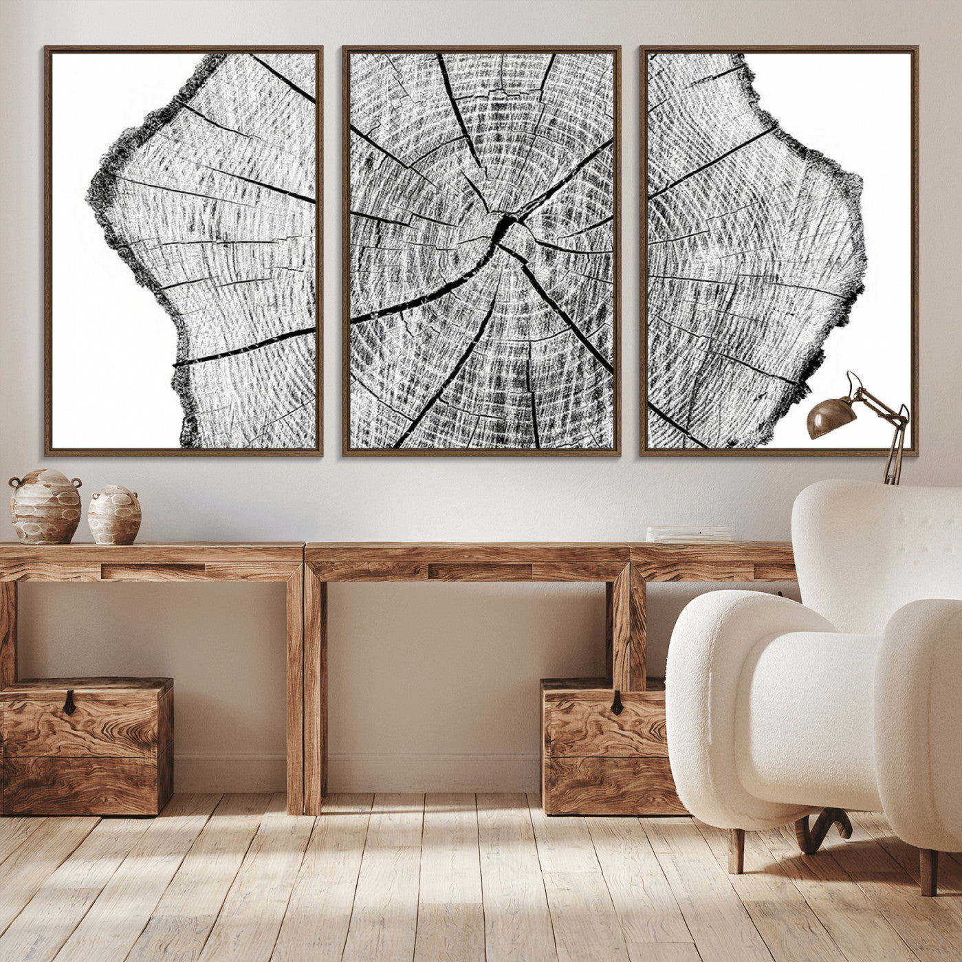98709-MGV-CV-36X24-Rustic Tree Ring Wall Art Canvas Print – Framed and Ready to Hang – Perfect for Nature-Inspired and