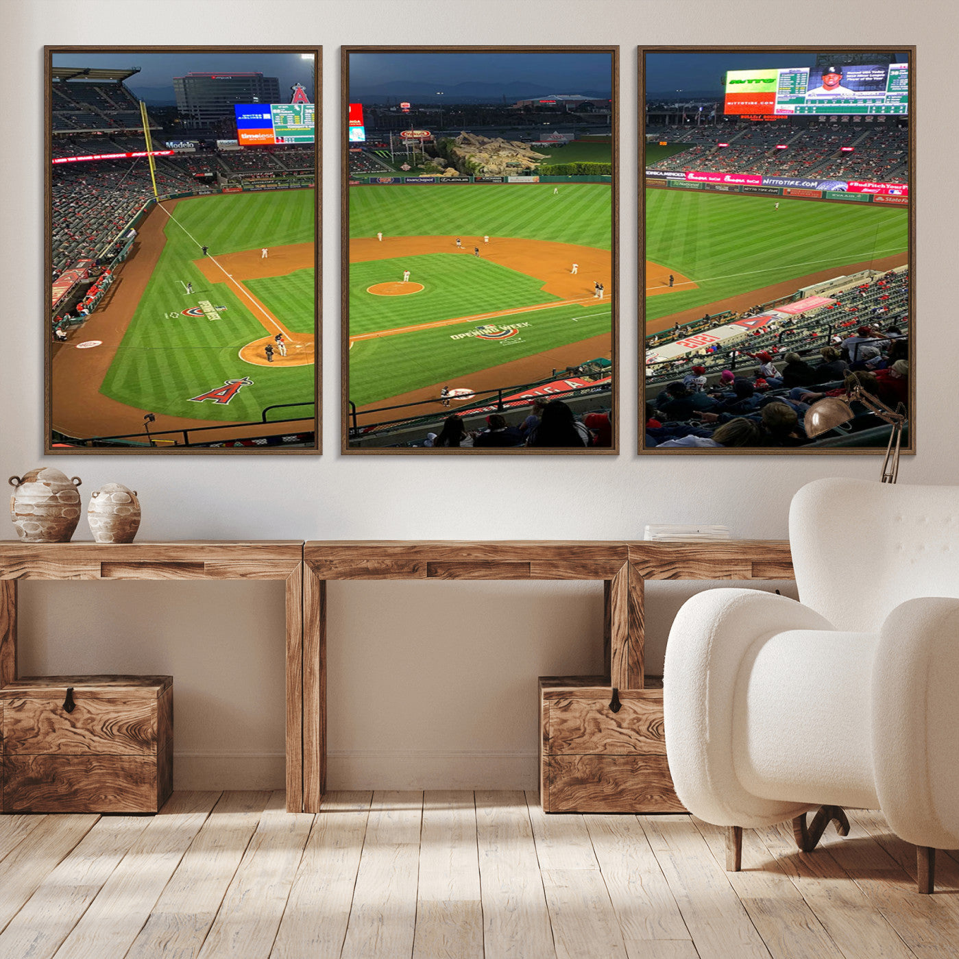 93707-MGV-CV-36X24-Angel Stadium Aerial Canvas Print – Los Angeles Angels Baseball Canvas Print, Framed, Ready to Hang