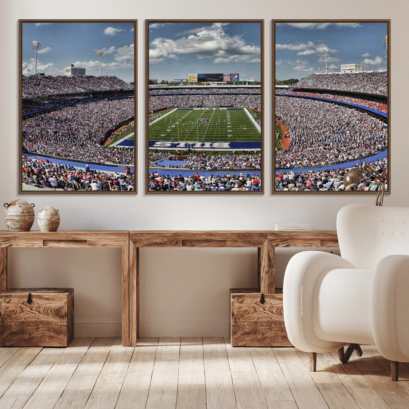76491-MGV-CV-36X24-Buffalo Bills Highmark Stadium Wall Art Canvas Print - Bills Stadium Game Day Triple Canvas Wall Art