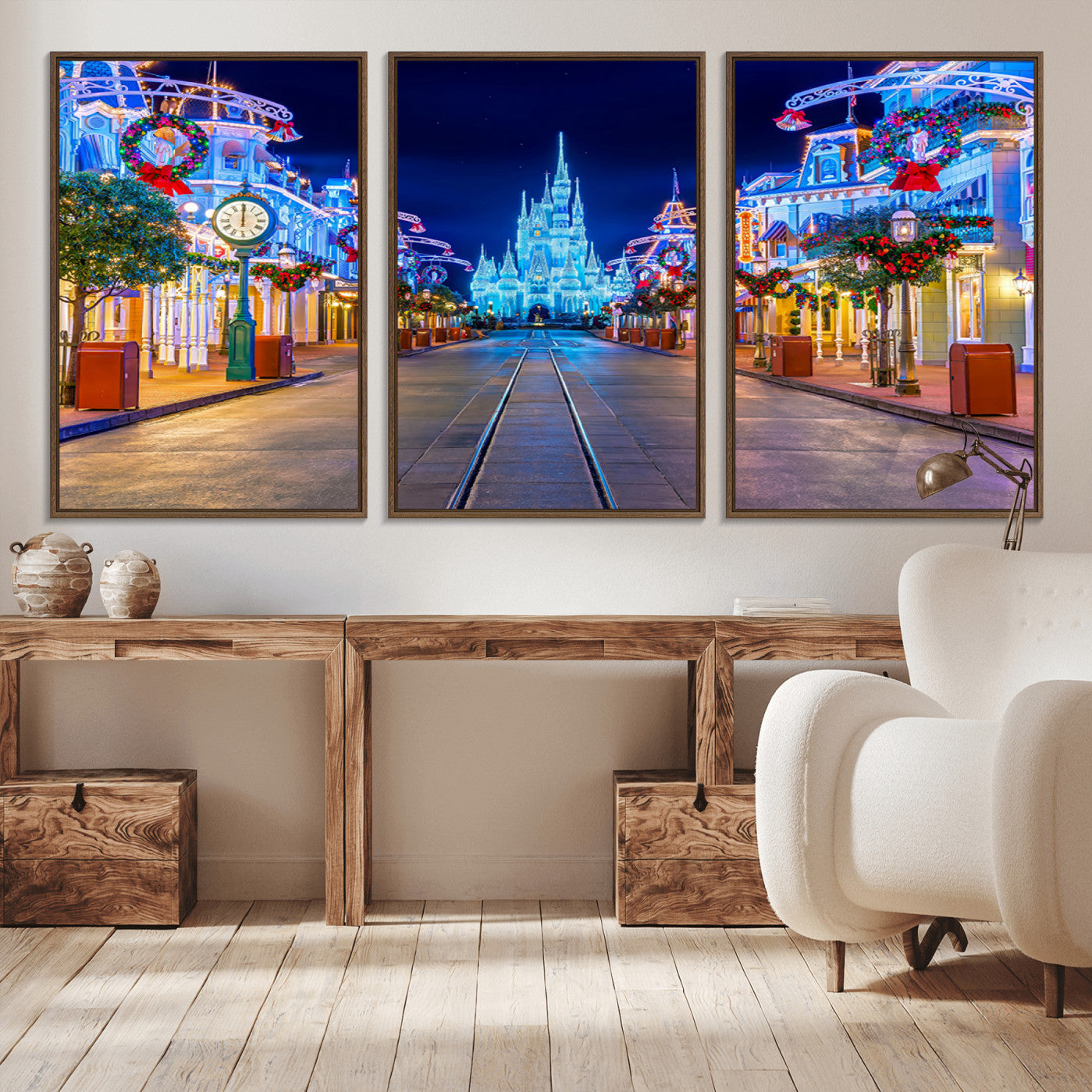 12470-MGV-CV-36X24-Disney Castle Wall Art – Large Magic Kingdom Canvas Artwork, Fairytale Design, Kids Room Christmas Decor for Home, Office