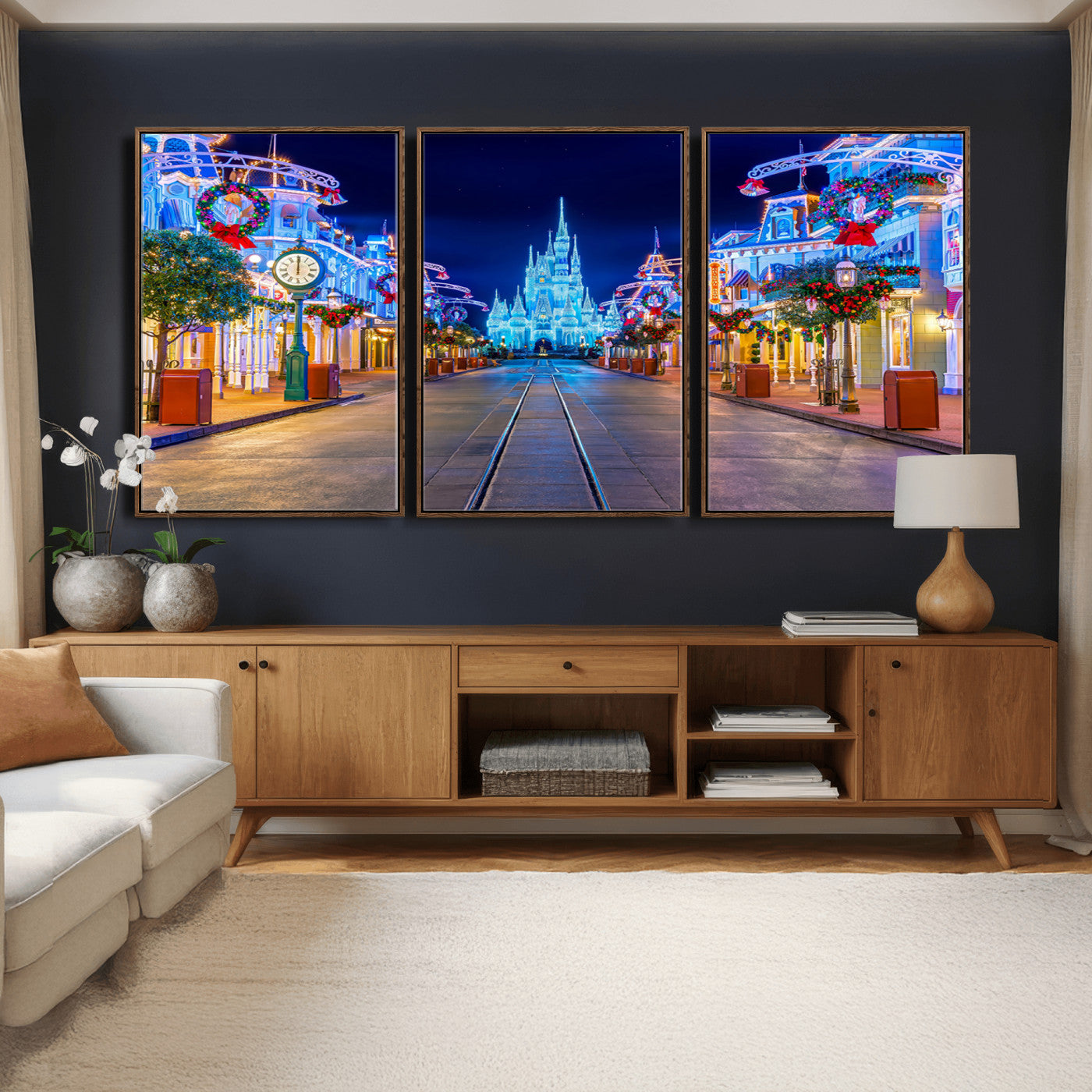 12470-MGV-CV-36X24 - Disney Castle Wall Art – Large Magic Kingdom Canvas Artwork, Fairytale Design, Kids Room Christmas Decor for Home, Office