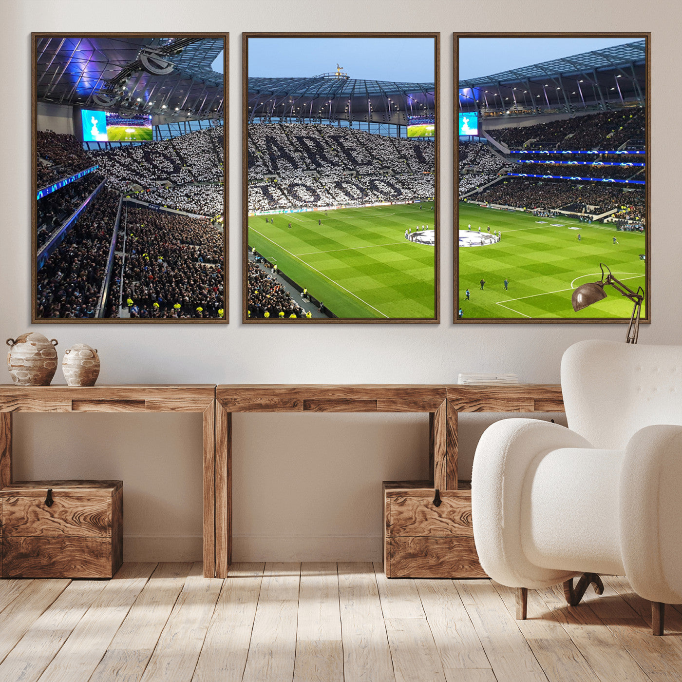 -Tottenham Hotspur Stadium Canvas Print, Match Day Triple Canvas Wall Art - Premier League Football