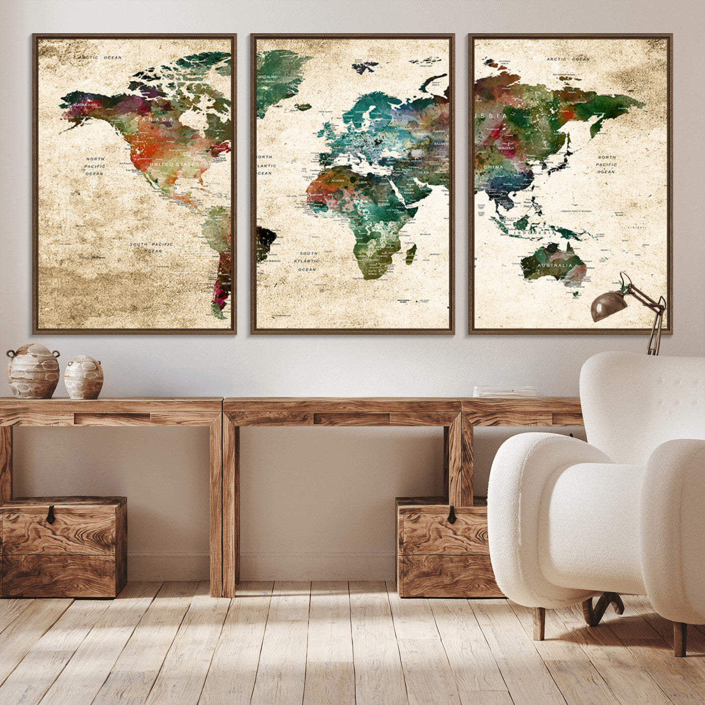 45128-MGV-CV-36X24-Push Pin World Map Canvas Print – Framed Travel Tracker Wall Art for Couples, Perfect Anniversary Gift and Home Decor