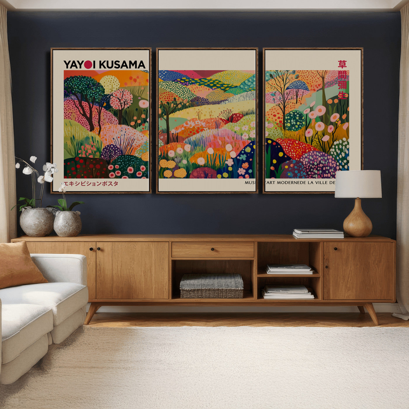 98921-MGV-CV-36X24 - Framed Yayoi Kusama 1986 Wall Art Print – Japanese Wall Art Print, Wabi Sabi Yayoi Kusama Print