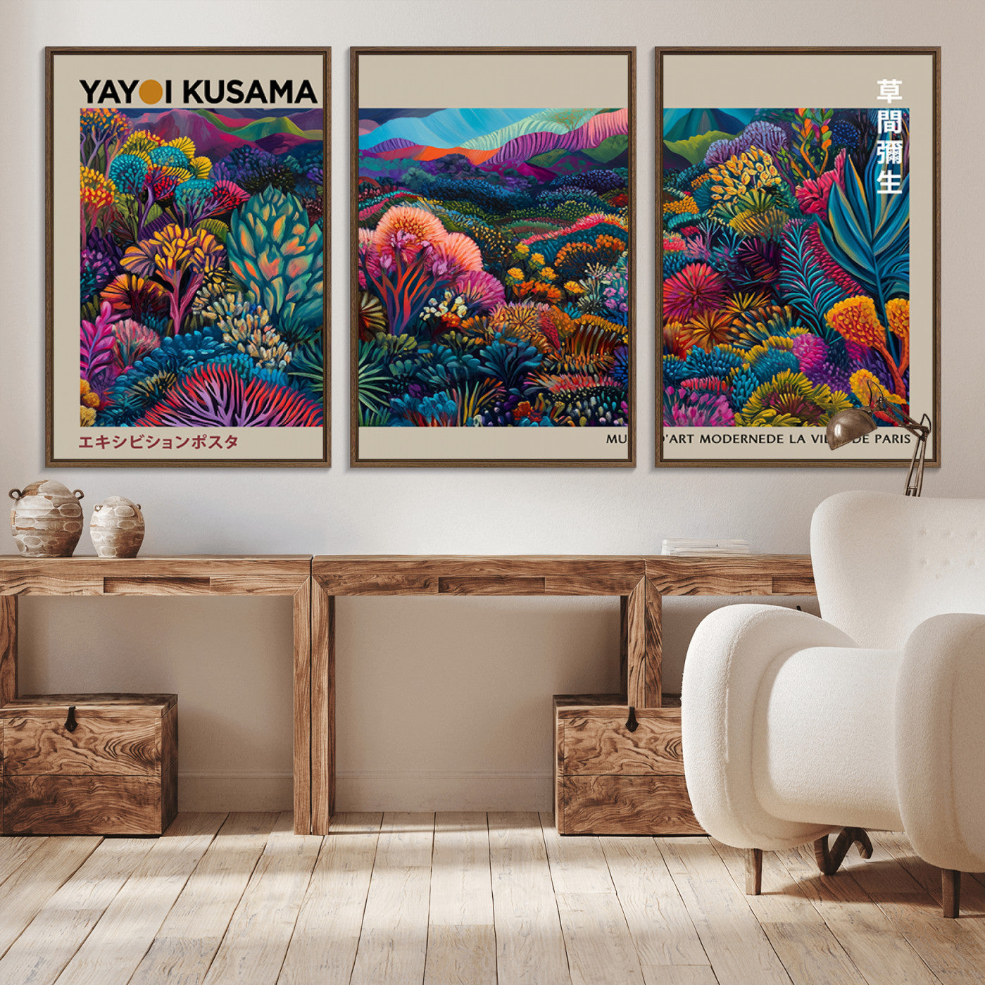 -Framed Japanese 1986 Wall Art Print, Yayoi Kusama 1986 Wall Art Print – Japanese Wall Art Print,