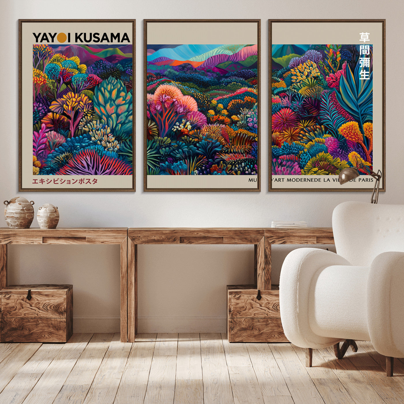 -Framed Japanese 1986 Wall Art Print, Yayoi Kusama 1986 Wall Art Print – Japanese Wall Art Print,