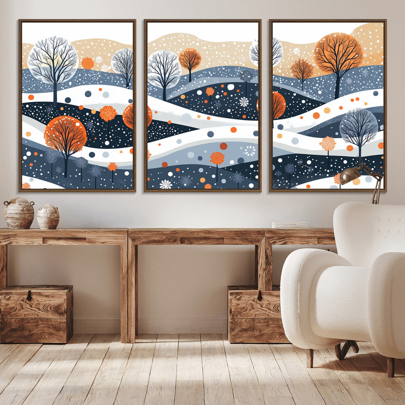 22651-MGV-CV-36X24-Abstract Winter Landscape Canvas Wall Art Print - Large Colorful Nature Wall Decor