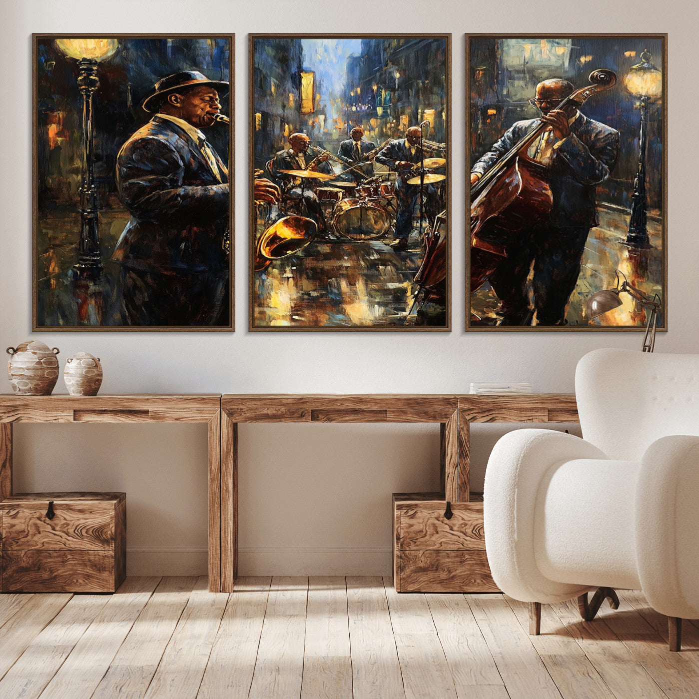 -Jazz Canvas Wall Art Print - Abstract African American Music Art - Framed Posters for Living Room or
