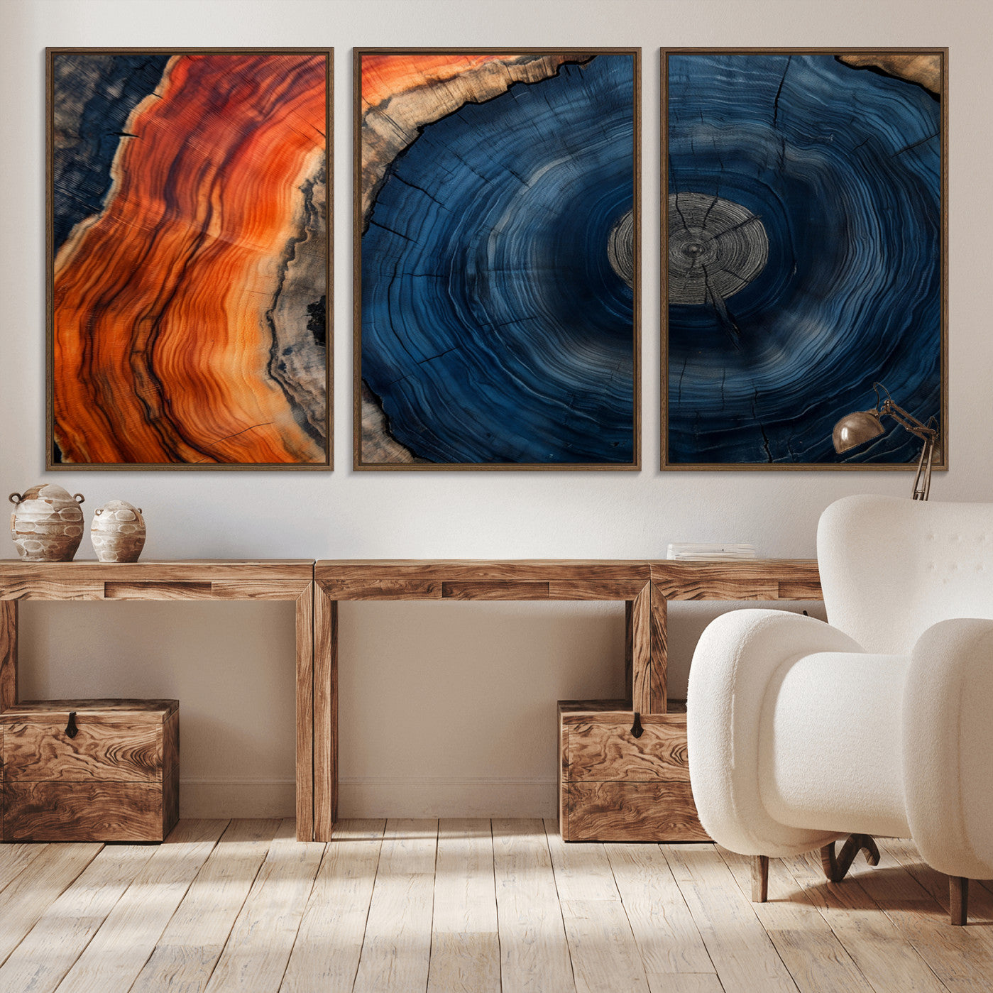 99491700-MGV-CV-36X24-Tree Rings Wall Art Canvas Print, Rustic Wood Print, Framed Natural Texture Art Print, Wood Grain