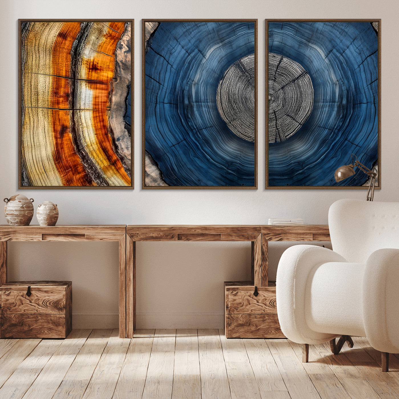 79754215-MGV-CV-36X24-Abstract Tree Rings Wall Art Canvas Print - Wood Grain Rings Artwork Print - Nature Woodland Modern