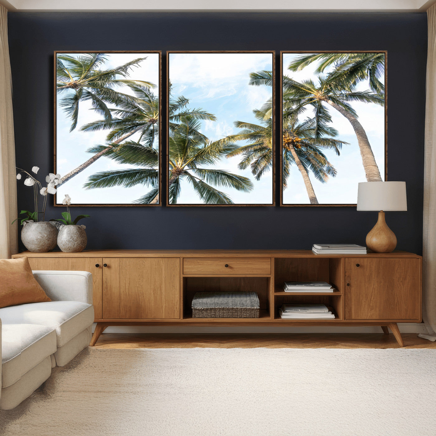 87247012-MGV-CV-36X24 - Tropical Palm Trees Wall Art – Sunlit Leaves & Blue Sky Canvas Print, Island Breeze and Vacation Vibes for Office or Home Decor