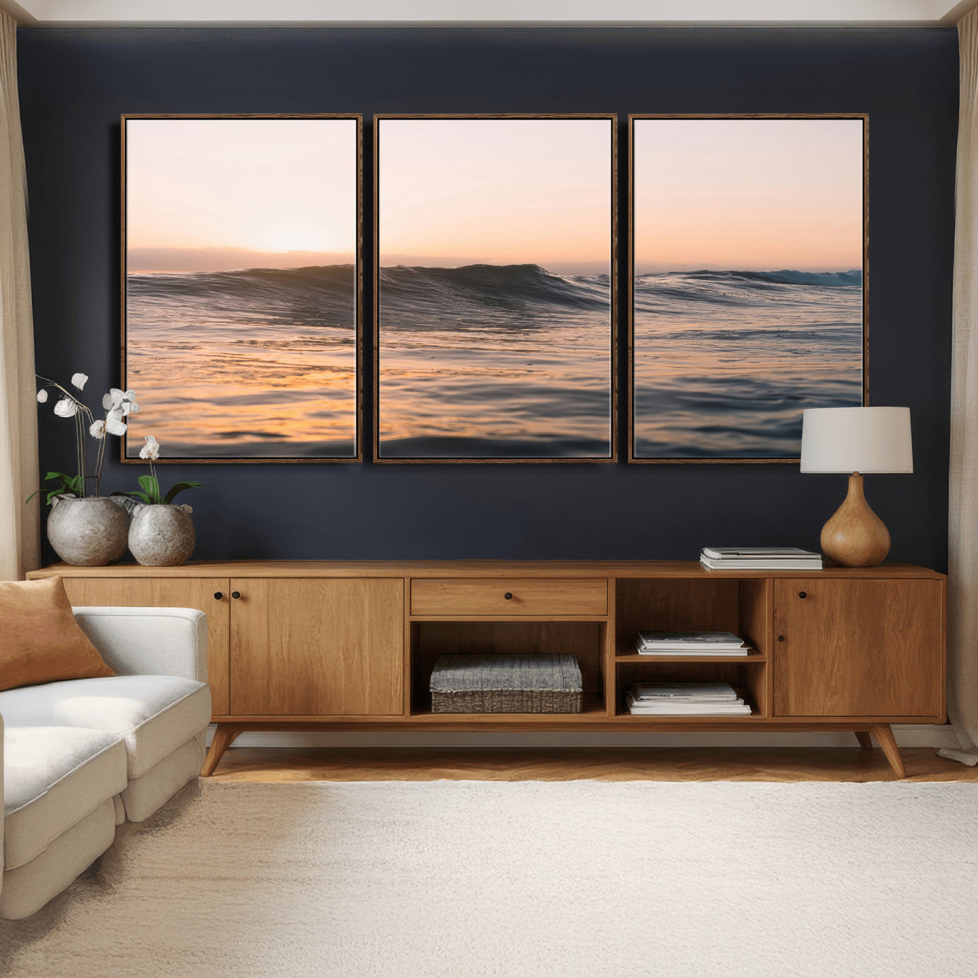 46299358-MGV-CV-36X24 - Golden Sunset Ocean Wall Art – Tranquil Waves & Peaceful Horizon Canvas Print, Soft Light and Evening Glow for Serene Beach, Home or Nature Decor