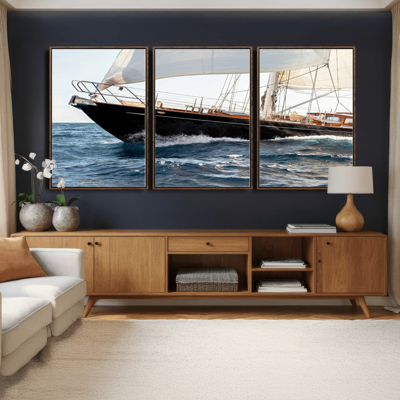 97168626-MGV-CV-36X24 - Boat Yacht Wall Art – Ocean Waves & Sailing Adventure Canvas Print, Nautical Elegance & Marine Journey for Living Room or Luxury Decor