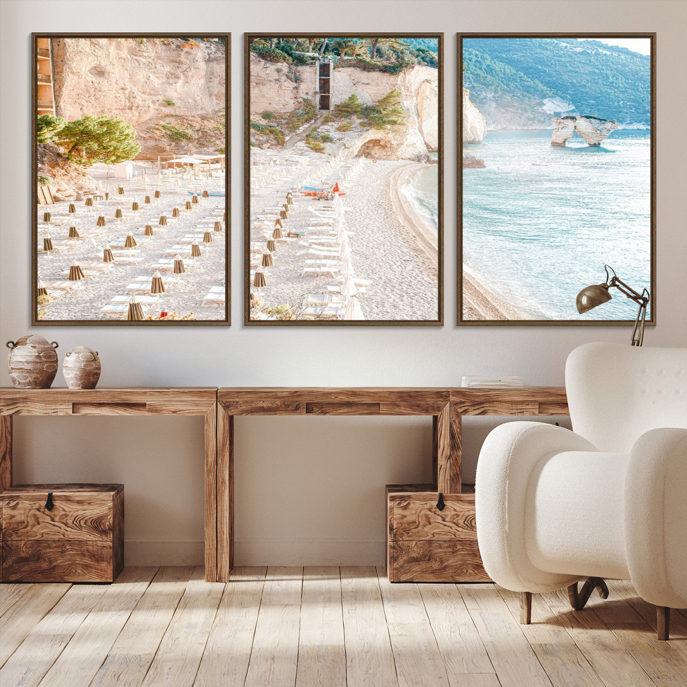 -Beach Wall Art Canvas Print, Framed Coastal Art Picture Print, Summer Shore Perfect Coastal Decor