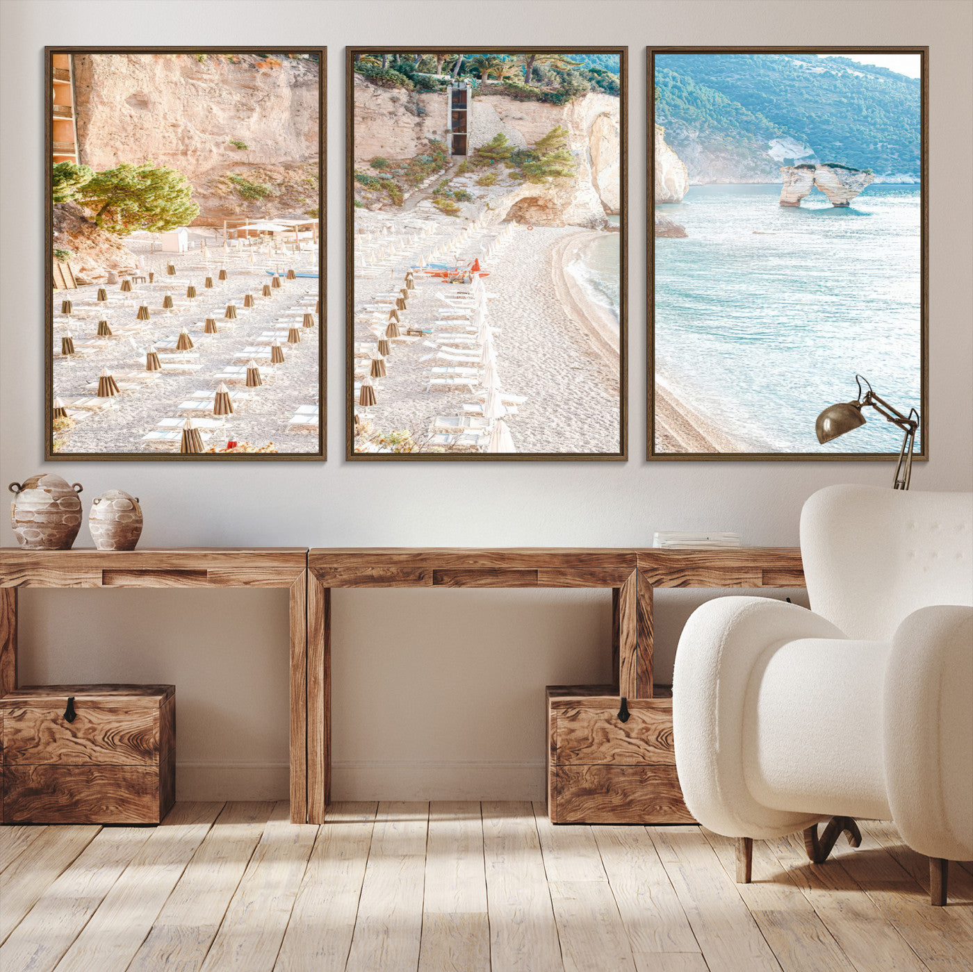 -Beach Wall Art Canvas Print, Framed Coastal Art Picture Print, Summer Shore Perfect Coastal Decor
