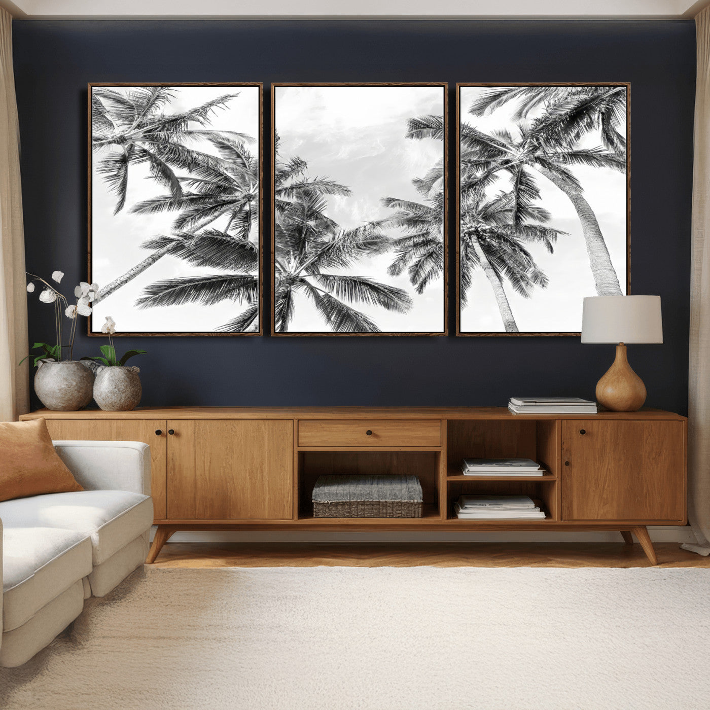 62113786-MGV-CV-36X24 - Palm Trees Wall Art – Tropical Breeze Canvas Print, Vacation Island Silhouette, Coastal Calm and Summer Paradise for Living Room or Beach House Decor