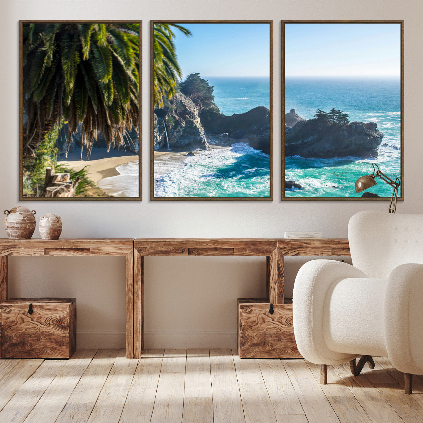 -Big Sur Wall Art Canvas Print – Framed California Coastline Tropical Ocean Photography Scenic Artwork for Home Office